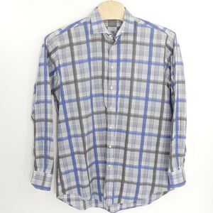 Thomas Dean Long‎ Sleeve Button Up Shirt Blue Check Men's XXLT Tall